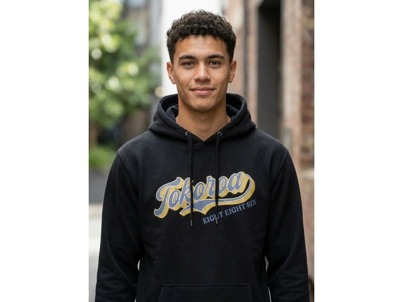 TOKOROA BASEBALL PRINT HOOD BLACK - Image 2