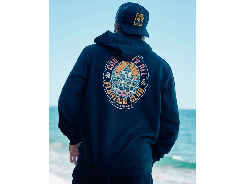 MAD HUEYS CAUGHT FK ALL SKULL HOOD BLACK