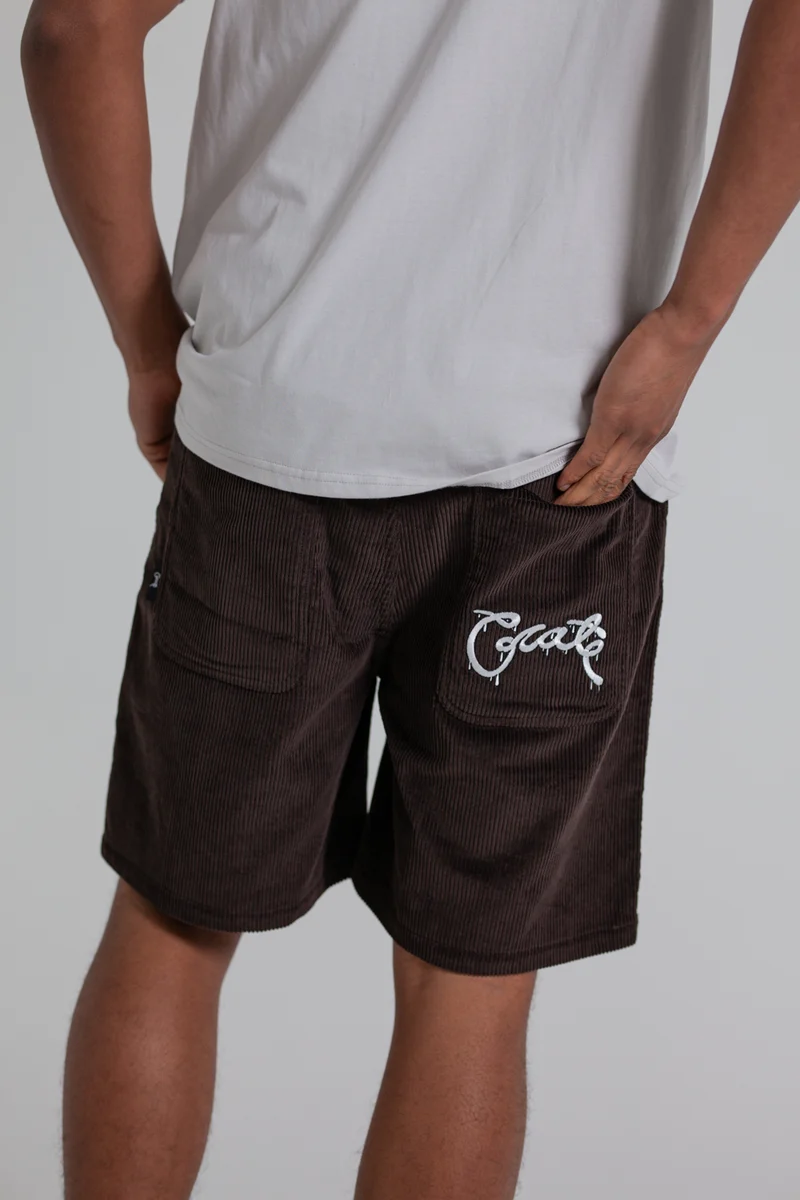 CRATE CORDUROY DRIP JORTS BROWN