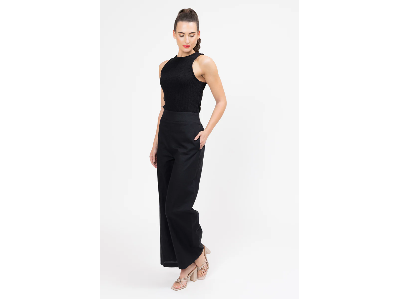 BILLIE THE LABEL ESSENTIAL FULL WIDE LEG PANT-BLACK - Image 2