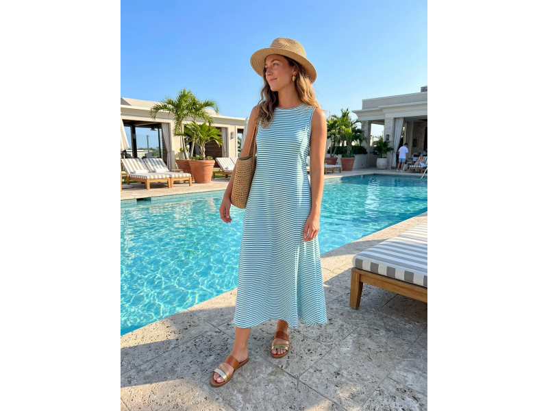 BETTY BASICS SABRINA MAXI DRESS GREEN STRIPE - Image 2