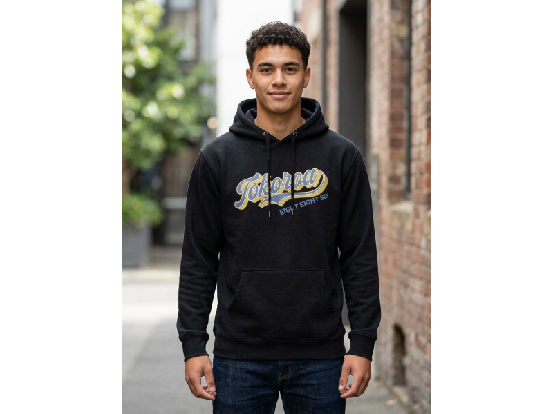 TOKOROA BASEBALL PRINT HOOD BLACK