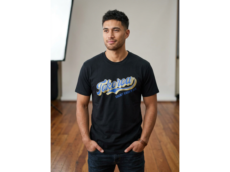 TOKOROA BASEBALL PRINT TEE BLACK