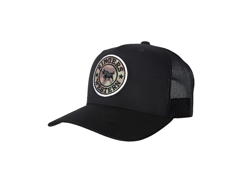 RINGERS WESTERN SIGNATURE BULL TRUCKER BLACK/CAMO - Image 2