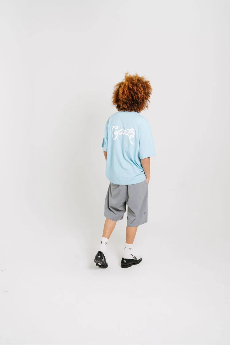 CRATE SCRIPTED BOX FIT TEE TEE LIGHT BLUE