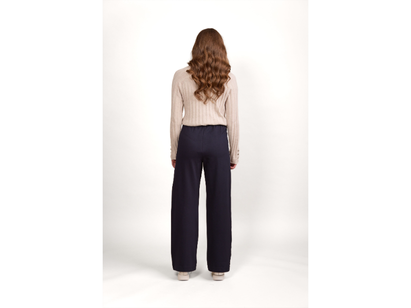 VASSALLI WIDE LEG PULL ON WITH SIDE STRIPE PANT INK - Image 2