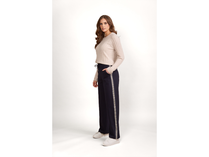 VASSALLI WIDE LEG PULL ON WITH SIDE STRIPE PANT INK