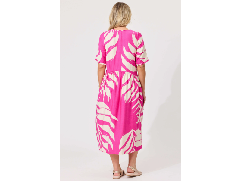 LEMON TREE MARISSA DRESS FLORAL FUSHIA - Image 3