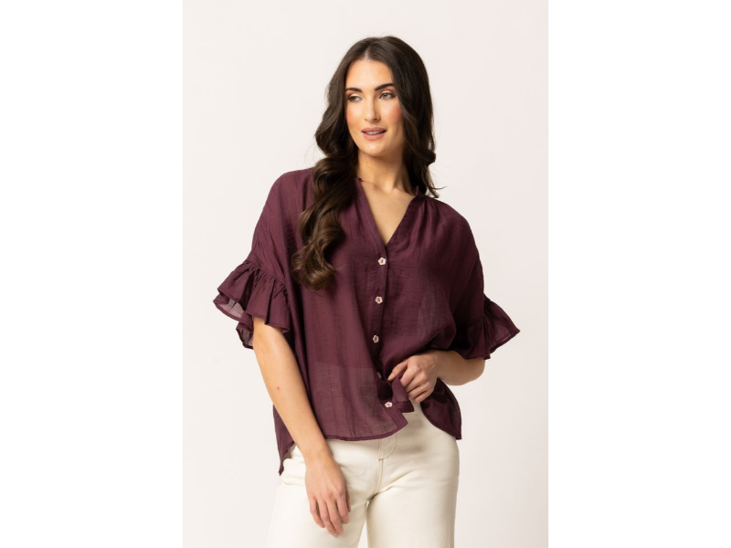 SEEKING LOLA RIVERSTONE SHIRT PLUM